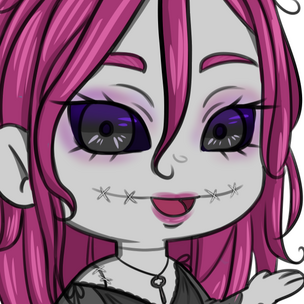 Chibi Marley with hair falling into their face.