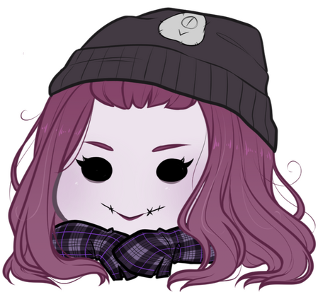 very small chibi face Marley, arms crossed with chin sitting on arms