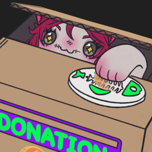 Marley as one of those cute cat piggybanks where you put a coin on the plate and their paw comes out to name it. Art and animation by norimikachan.